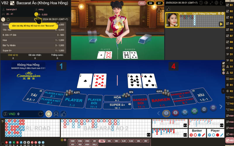 Bàn chơi Baccarat ảo khác biệt tại sảnh GPI